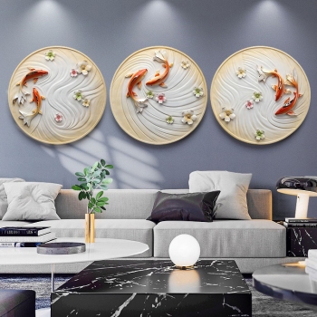 Tranh 3D bộ 3 cá Koi TSA 040