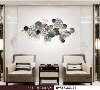 Tranh sắt trang trí hoa sen xanh trẻ chung TS 192