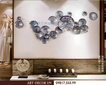 Tranh sắt treo tường lá sen xanh TS 198