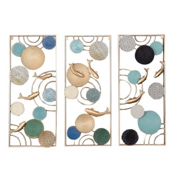 Bộ 3 tranh cá , lá sen kim loại trang trí TS 705