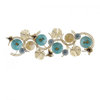 Tranh kim loại hoa sen xanh và bướm trang trí TS 707