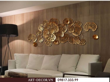 Tranh sắt lá sen vàng nghệ thuật TS 082