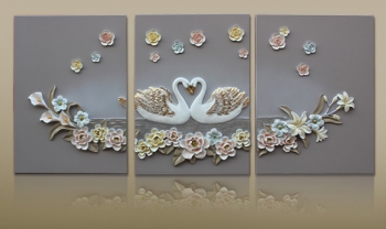 Tranh decor 3D treo tường đôi thiên nga TDA 010
