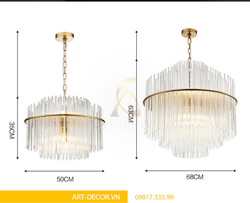 đèn chùm pha lê ống dcc 010 14
