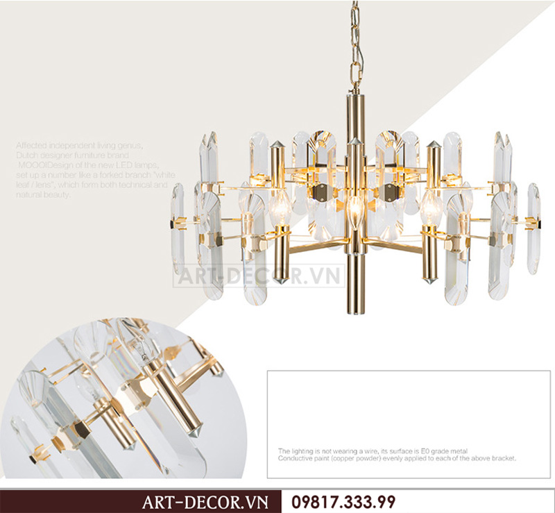 Đèn chùm pha lê phòng khách độc đáo DCC 028 18