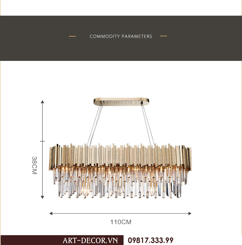 Đèn thả pha lê phòng khách DCC 039 5