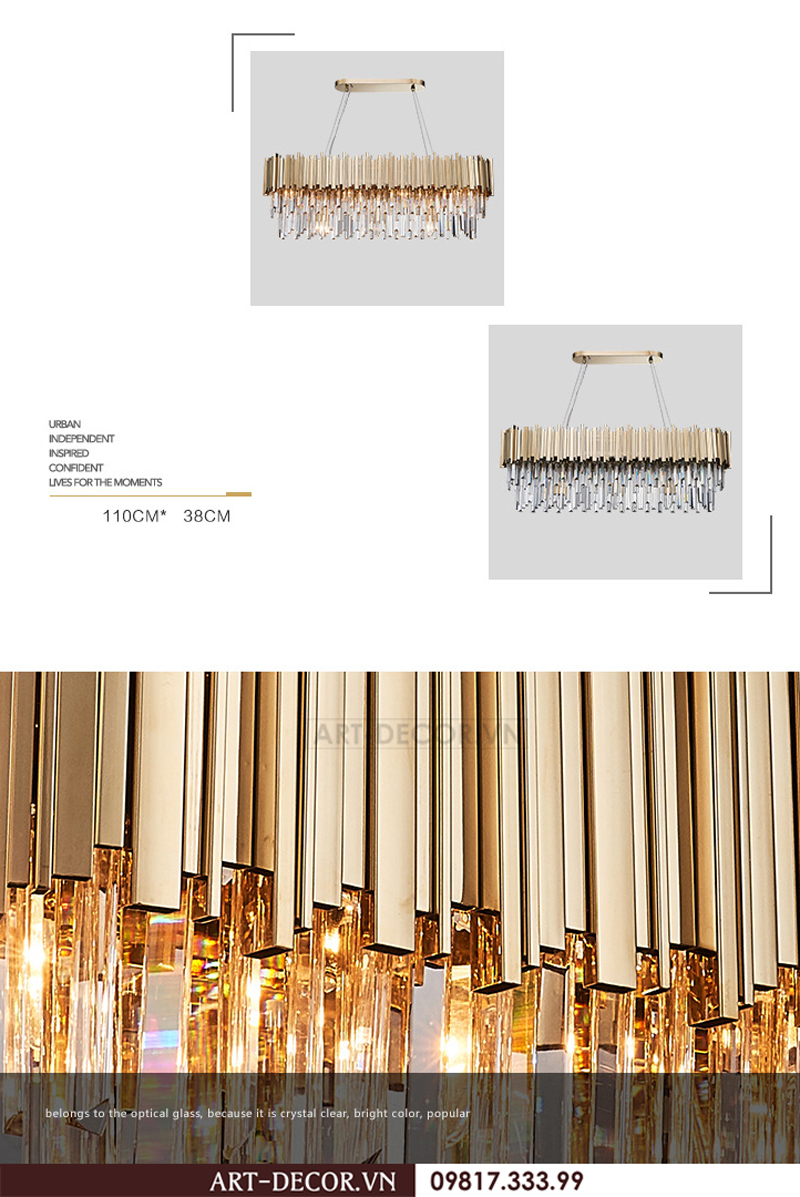 Đèn thả pha lê phòng khách DCC 039 6