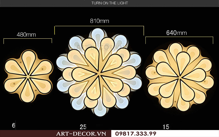 Đèn led ốp trần hoa sen đá LED 011 6