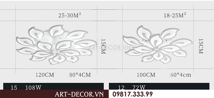 Đèn led ốp trần hình lá LED 014 3