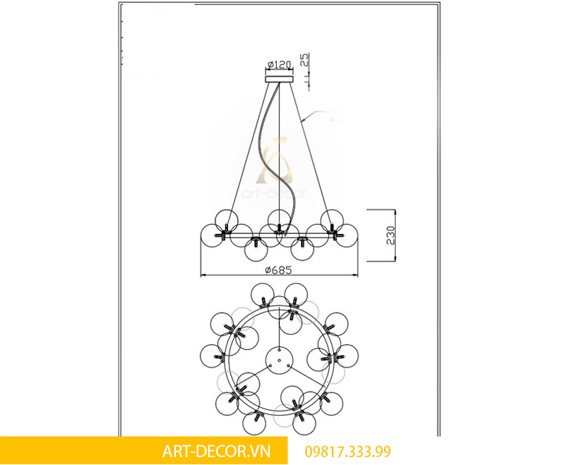 đèn moon light hiện đại dpk 007 2