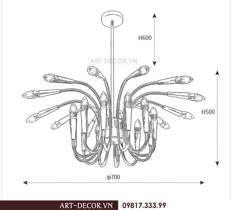 Đèn chùm nghệ thuật Bắc Âu DPK 010 19