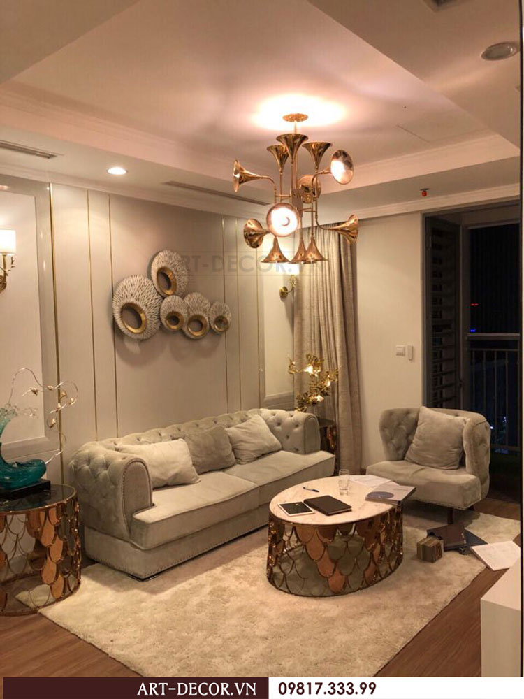 Sản phẩm thực tế thi công lắp đặt đèn trang trí nội thất căn hộ 16 Park Hill, Times City 1a