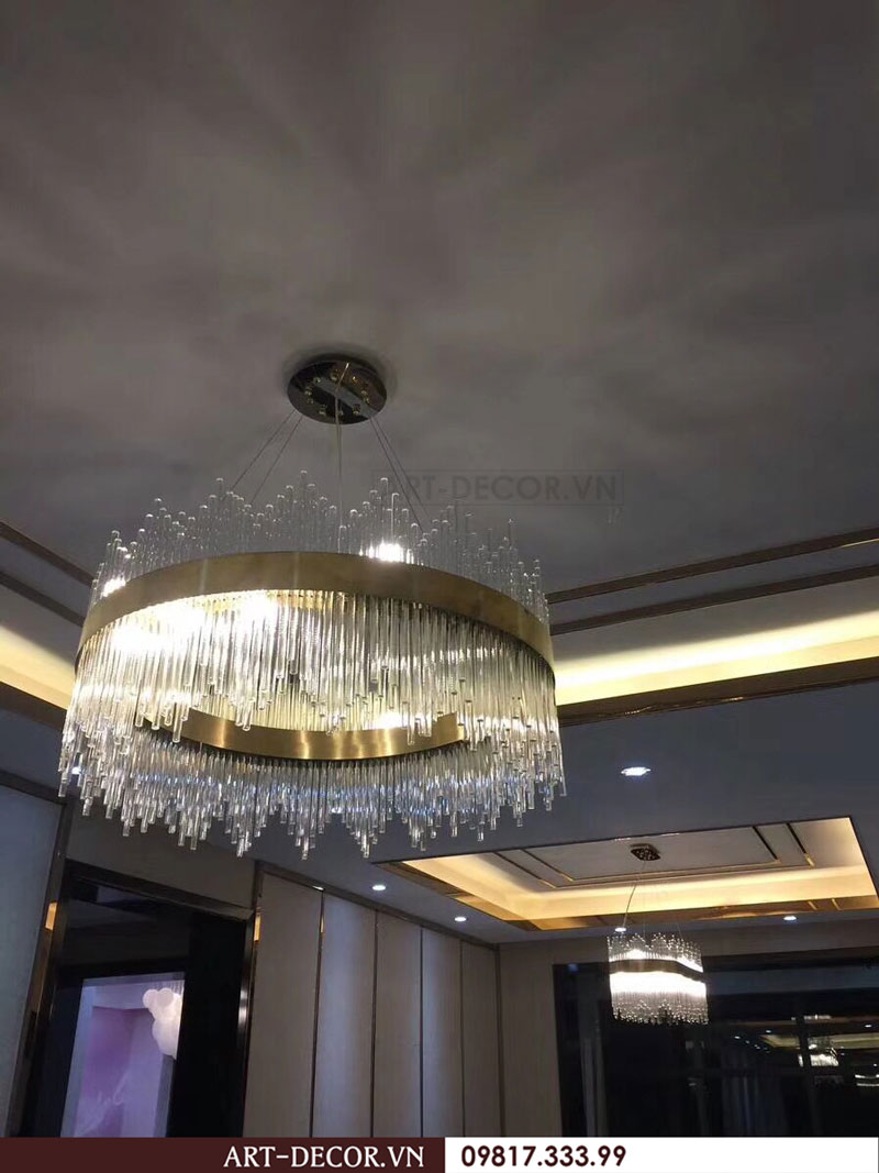Công trình thực tế đèn chùm pha lê, đèn ngủ sang trọng 3