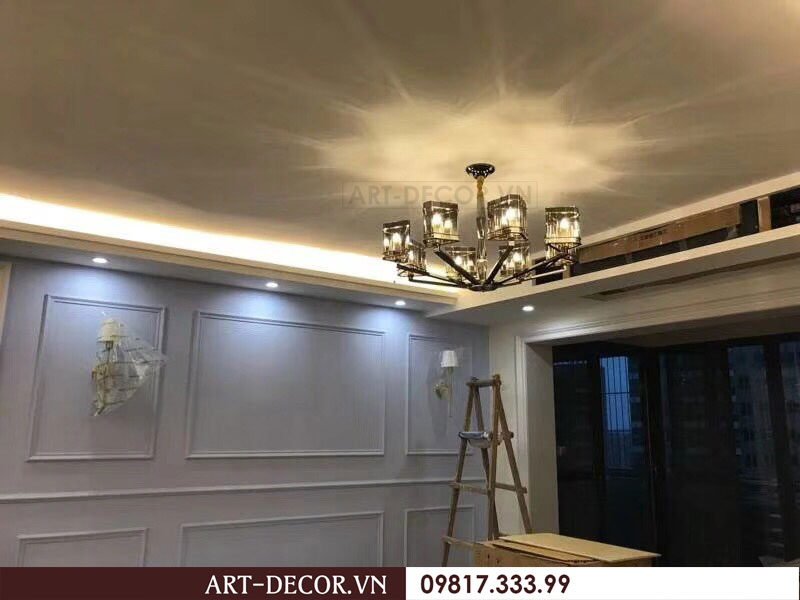Công trình thực tế đèn chùm pha lê, đèn ngủ sang trọng 7