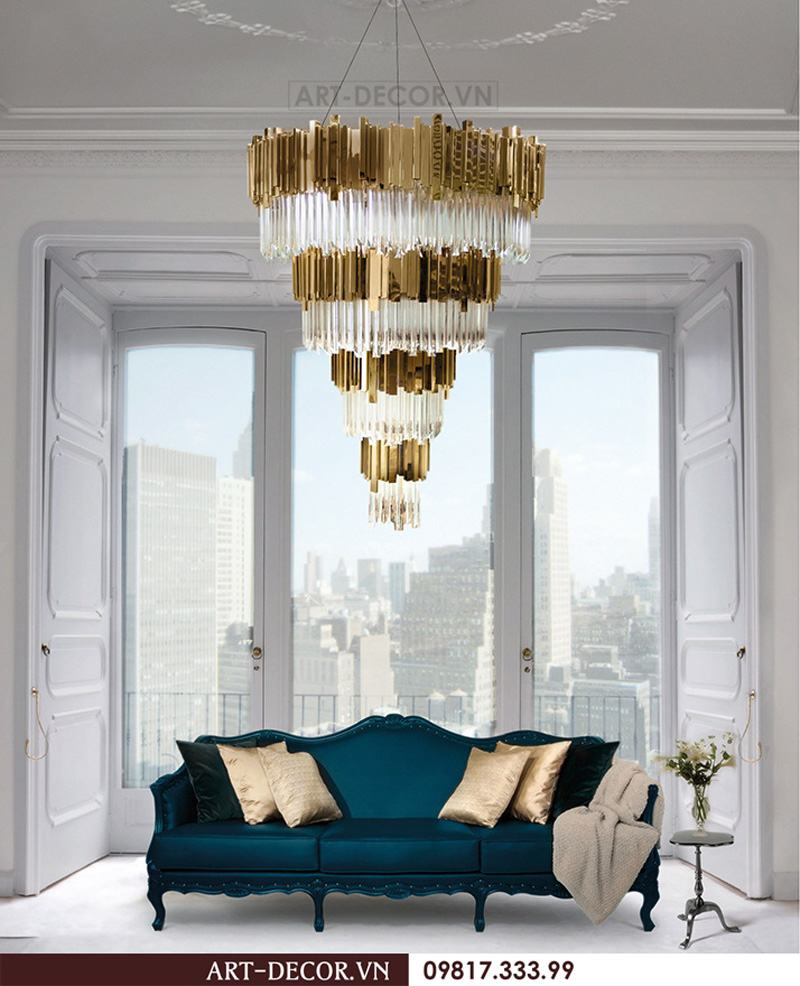 Đèn chùm pha lê trang trí phòng khách, đèn thả pha lê cao cấp 15