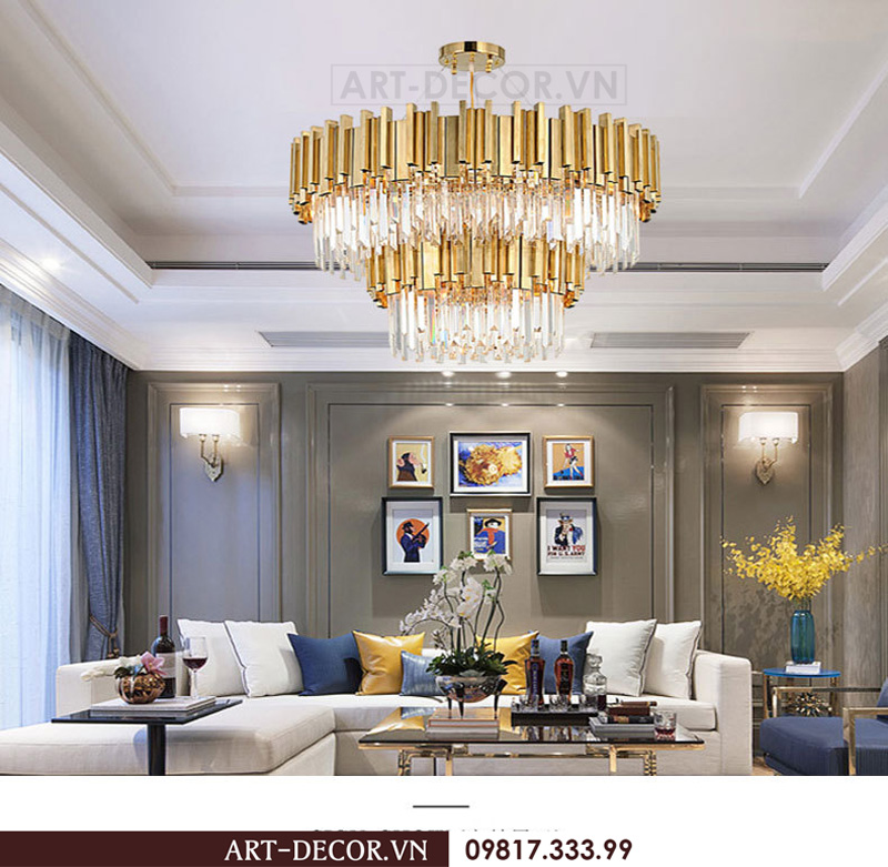 Đèn chùm pha lê trang trí phòng khách, đèn thả pha lê cao cấp 19