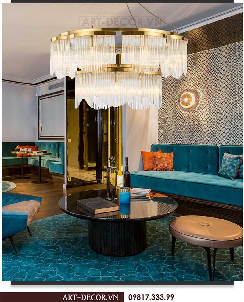 Đèn chùm pha lê trang trí phòng khách, đèn thả pha lê cao cấp 22