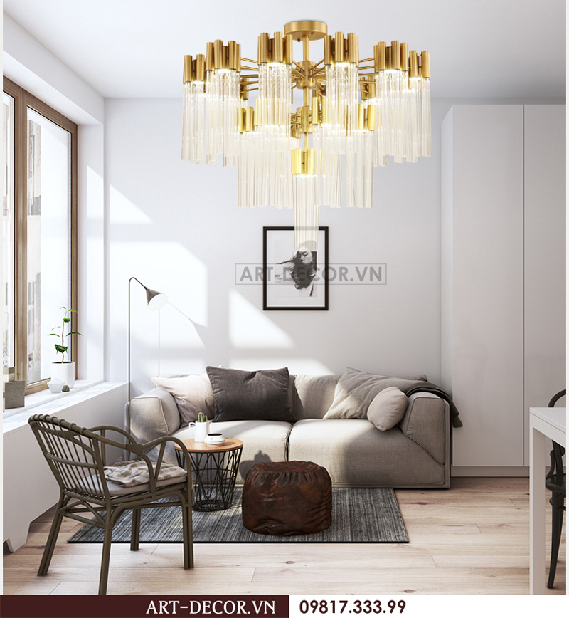 Đèn chùm pha lê trang trí phòng khách, đèn thả pha lê cao cấp 23