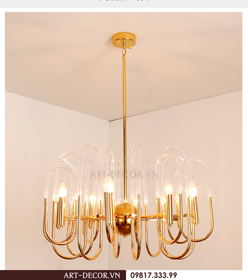 Đèn chùm pha lê trang trí phòng khách, đèn thả pha lê cao cấp 24