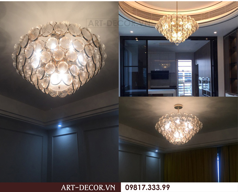 Đèn chùm pha lê trang trí phòng khách, đèn thả pha lê cao cấp 25
