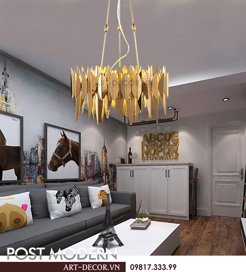 Đèn chùm pha lê trang trí phòng khách, đèn thả pha lê cao cấp 9