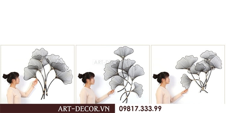 Tranh decor lá cây trang trí phòng khách TS 057 7